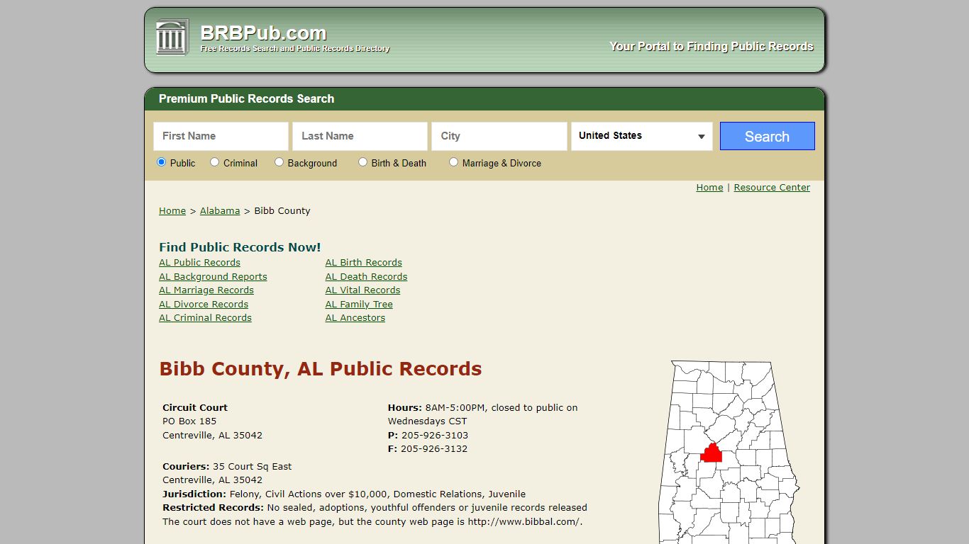 Bibb County Public Records | Search Alabama Government Databases